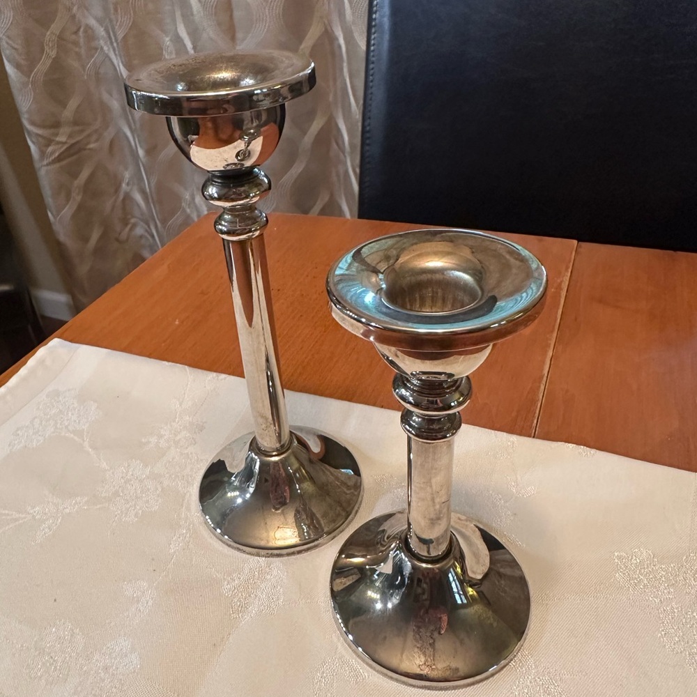 Elegant Pair Silver Candle Holders